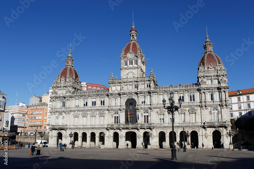 Municipal palace headquarters of the town hall of La Coruña located in the Maria Pita square on January 7, 2020