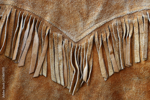 Valokuva An abstract image of fringes on an old vintage style leather jacket
