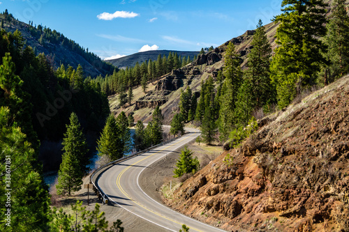 Wallowa Lake Highway 82 in eastern Oregon, USA during Spring