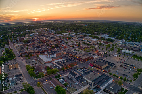 Aerial View of Watertown, South Dakota during a Summer Sunset photo