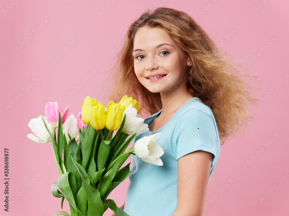 young woman with tulips young woman with tulips