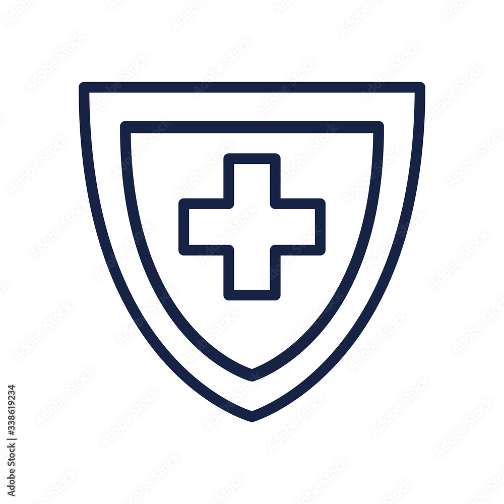 shield with medical cross icon, line style shield with medical cross icon, line style