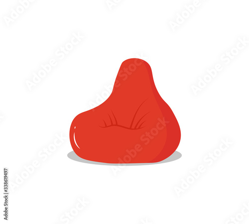 Red pouf, furniture.