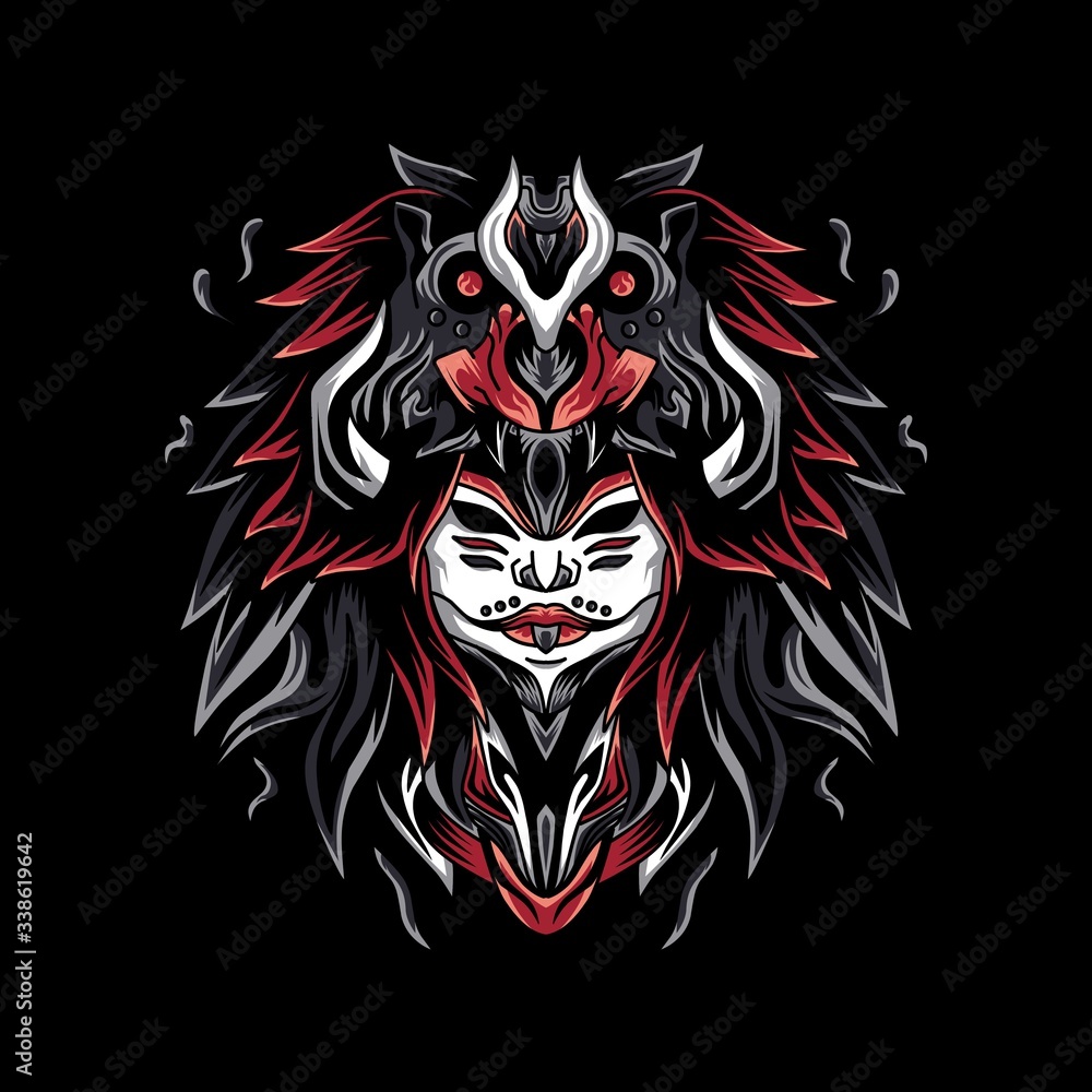 Fototapeta premium The viking woman fighter premium vector illustration