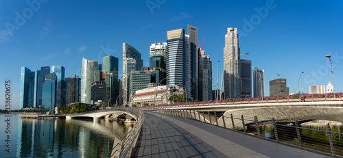 Photography Singapore skyscrapers and Jubilee bridge in the morning