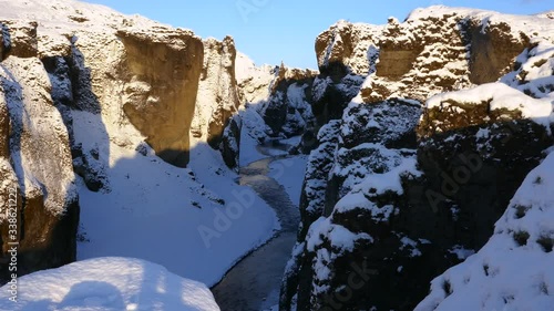 Grand canyon covered with snow