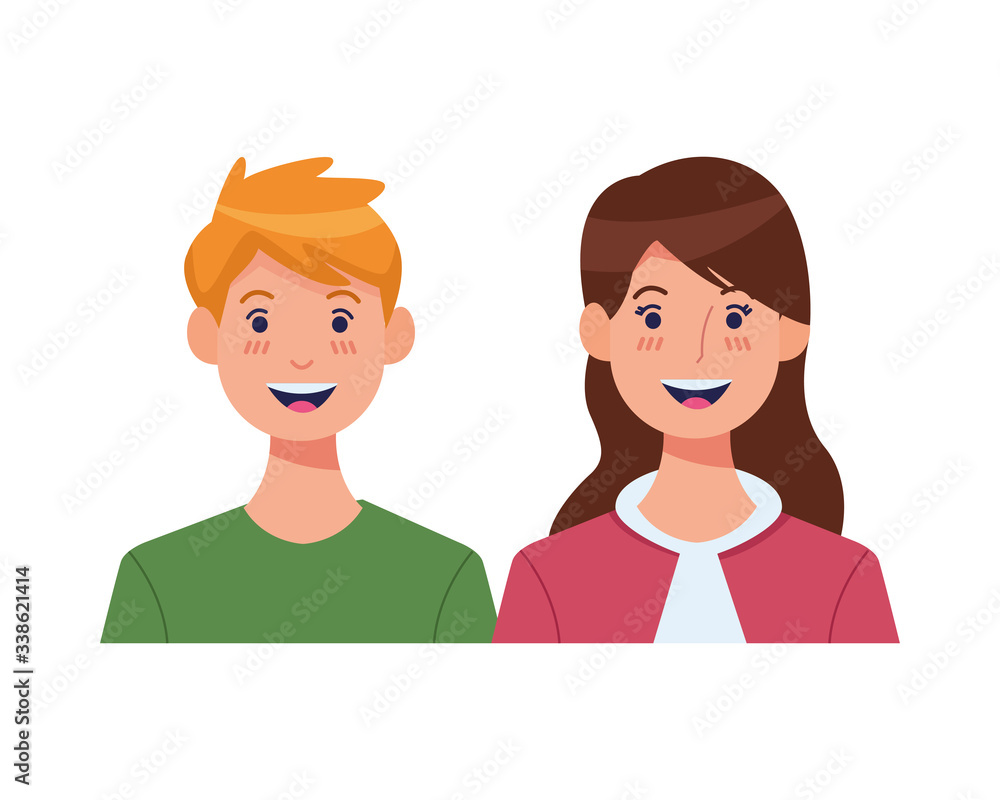 young couple avatars characters icons young couple avatars characters icons