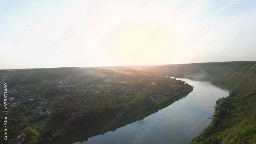 Video from the drone where we are heading from the canyon to the top where is the small town and the forest where Video from the drone where we are heading from the canyon to the top where is the small town and the forest where