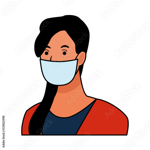 woman using face mask for covid19 character