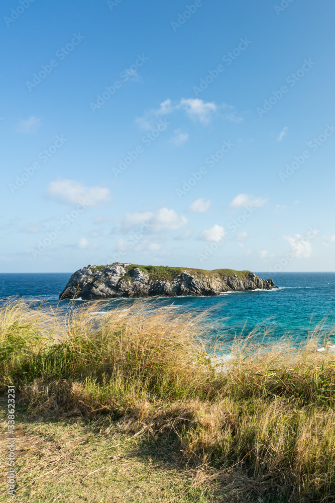 Beautiful view of Praia do Leao Beach at Fernando de Noronha Marine National Park, a Unesco World Heritage site, Pernambuco, Brazil.