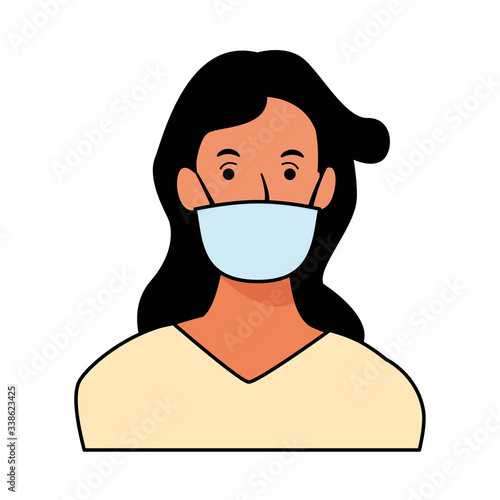 woman using face mask for covid19 character