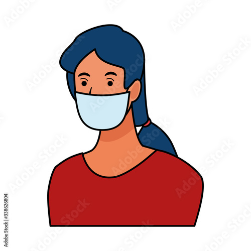 woman using face mask for covid19 character