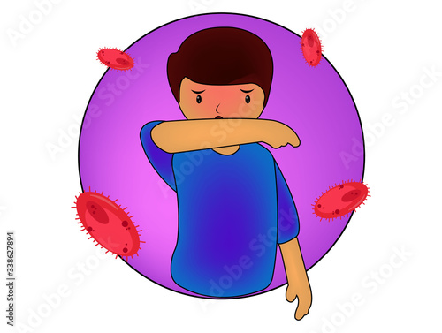 Character Sneezing and Coughing Right and Wrong. Medical Recommendation How to Sneeze Properly. Prevention against Virus and Infection. Hygiene Concept. 