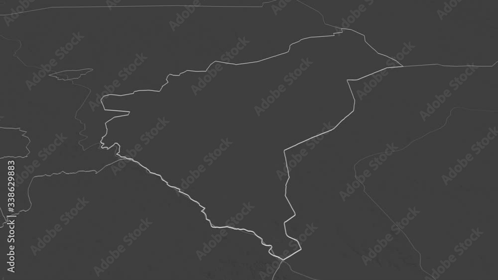 Dosso, department with its capital, zoomed and extruded on the bilevel map of Niger in the conformal Stereographic projection. Animation 3D Dosso, department with its capital, zoomed and extruded on the bilevel map of Niger in the conformal Stereographic projection. Animation 3D