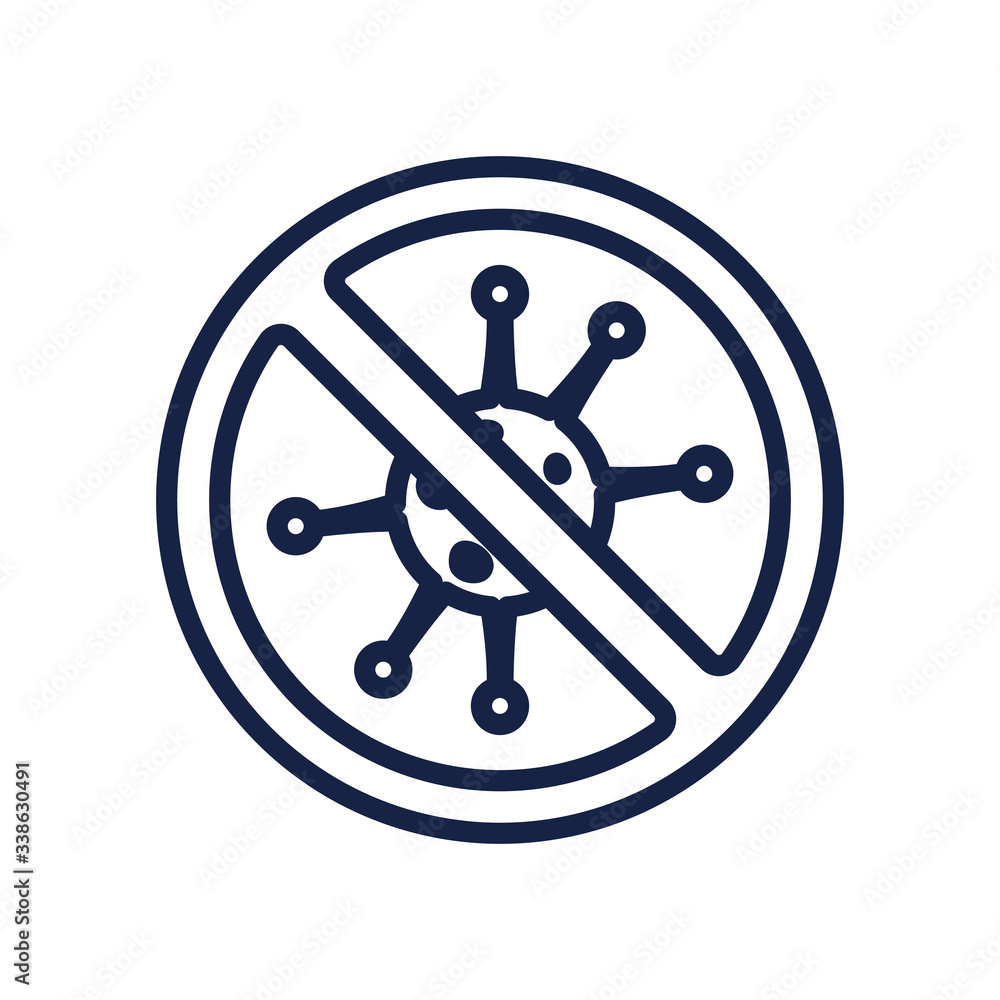 forbidden sign with coronavirus symbol icon, neon style forbidden sign with coronavirus symbol icon, neon style