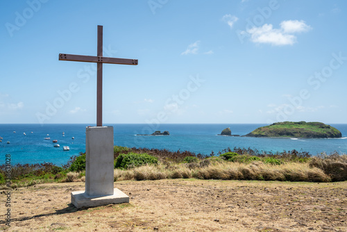 The beautiful view of the Cross near Capela de Sao Pedro dos Pescadores at Fernando de Noronha, a Unesco World Heritage site, Pernambuco, Brazil