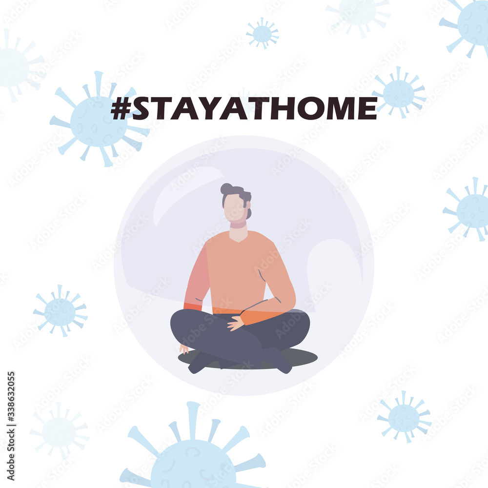 stay home design, man sitting cross legged icon stay home design, man sitting cross legged icon