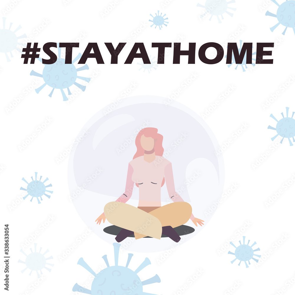 stay at home concept, woman doing yoga icon stay at home concept, woman doing yoga icon