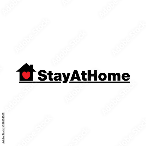 Stay at home symbol vector illustration. Exclamation hashtag to stay at home. Sign and symbol to make us stay at home. Stay at home with love basic element graphic design