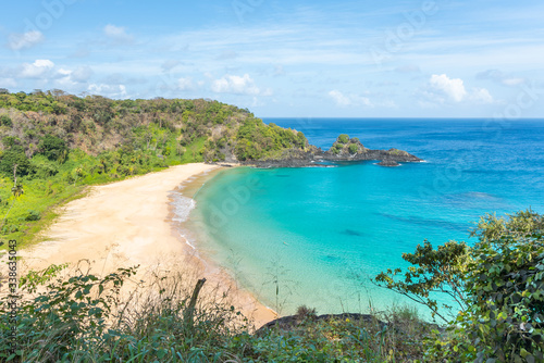 The Beautiful Sancho Beach, with turquoise clear water, at Fernando de Noronha Marine National Park, a Unesco World Heritage site, Pernambuco, Brazil © MontenegroStock