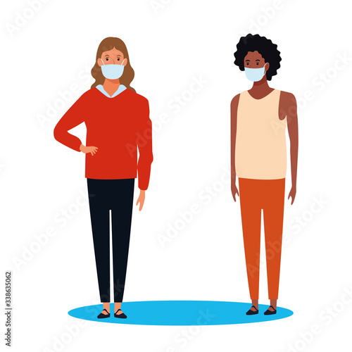 interracial women using face masks for covid19