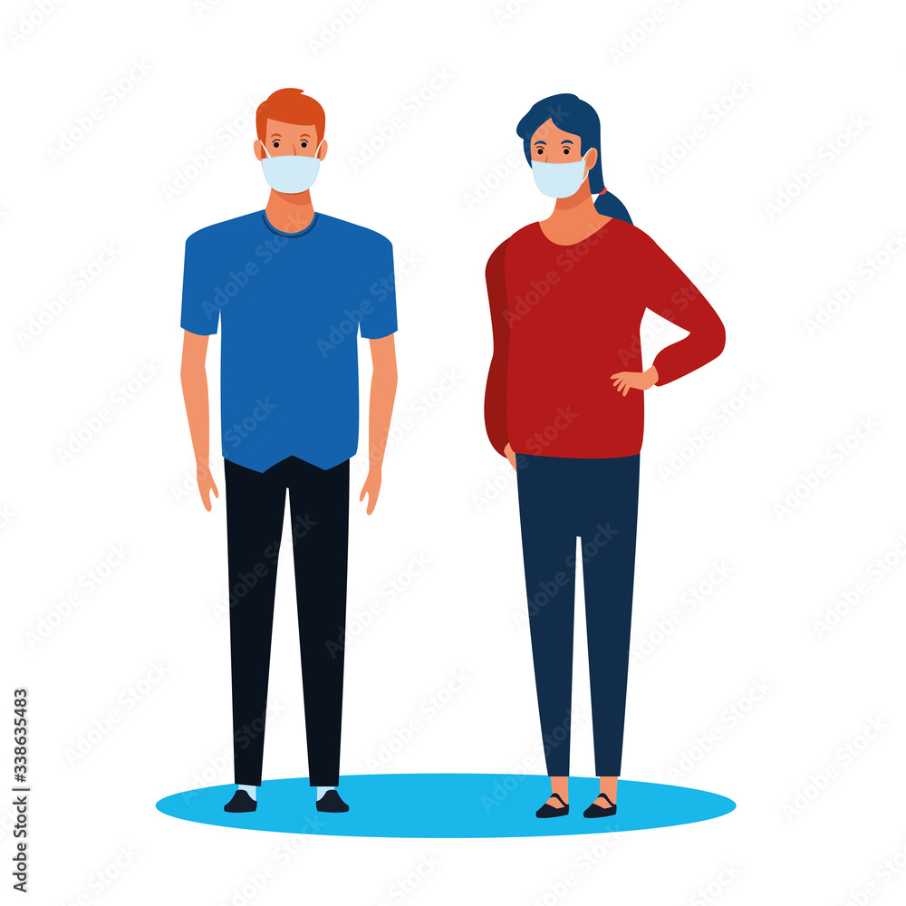 couple using face mask for covid19