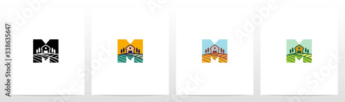 Farm On Letter Logo Design M