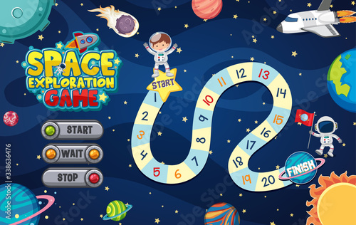 Game template with many planets in the space background
