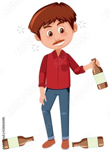 Man drinking alcohol on white background