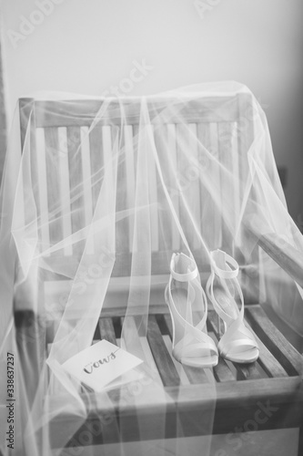 wedding shoes and veil background