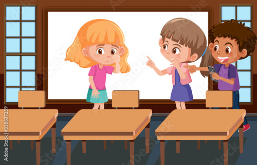 Scene with kid bullying their friend in the classroom