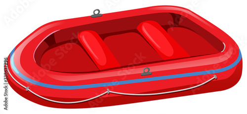 Red rubber boat on white background