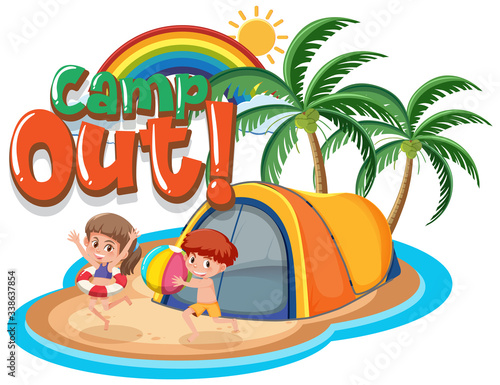 Font design for camp out with tent in the park © brgfx