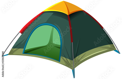 Green tent on white background
