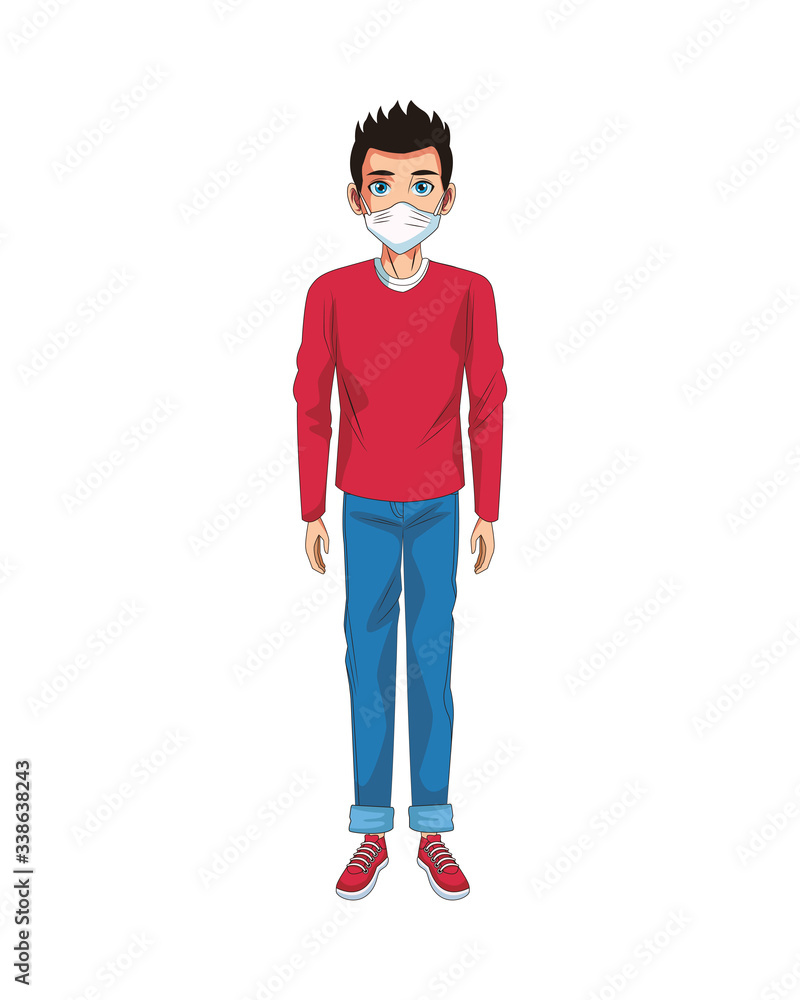 man using face mask character