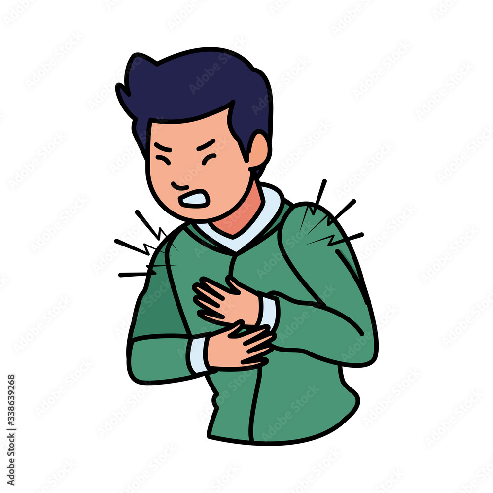 man sick with chest pain covid19 symptom man sick with chest pain covid19 symptom