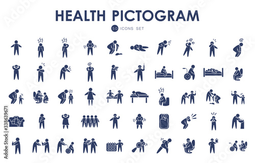 health pictogram persons icon set, line style