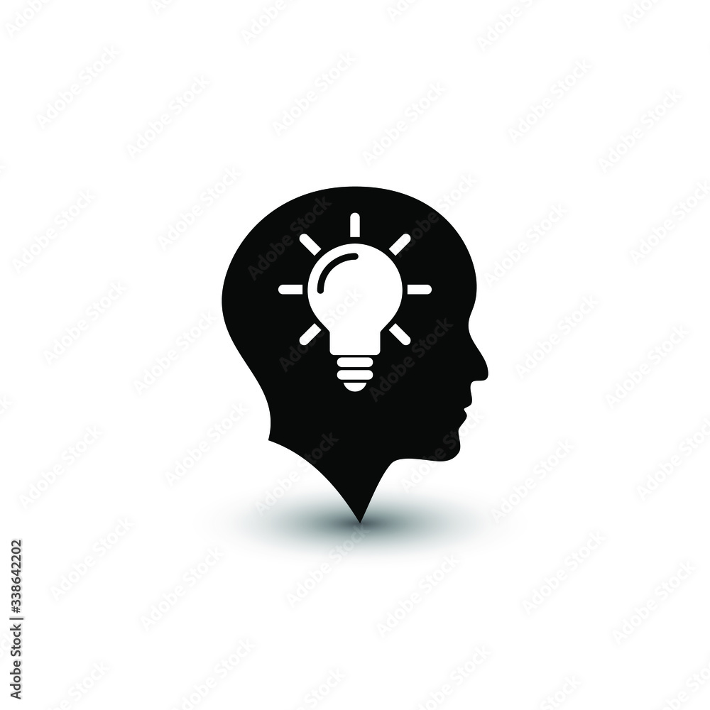 Head idea icon isolated on white background. bulb concept vector illustration. EPS 10. Head idea icon isolated on white background. bulb concept vector illustration. EPS 10.