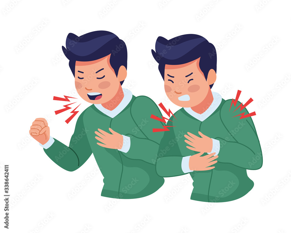 men sick with cough and chest pain covid19 symptom Stock Vector Adobe