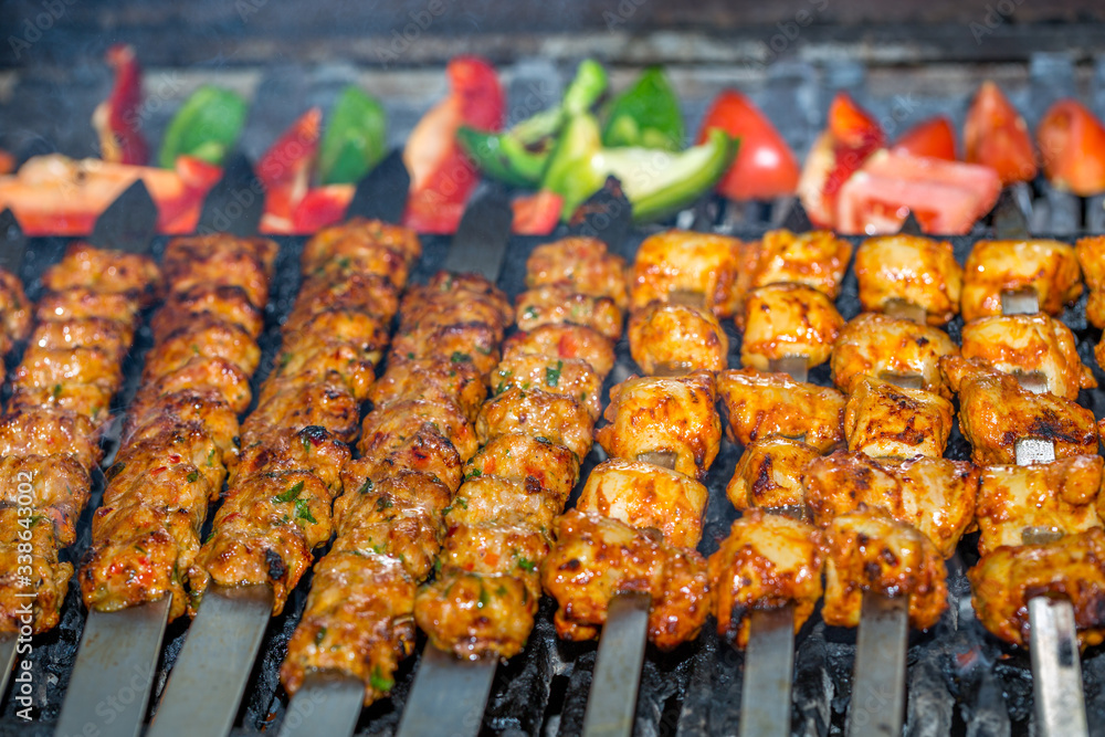 Kebabs on grill for catering Kebabs on grill for catering