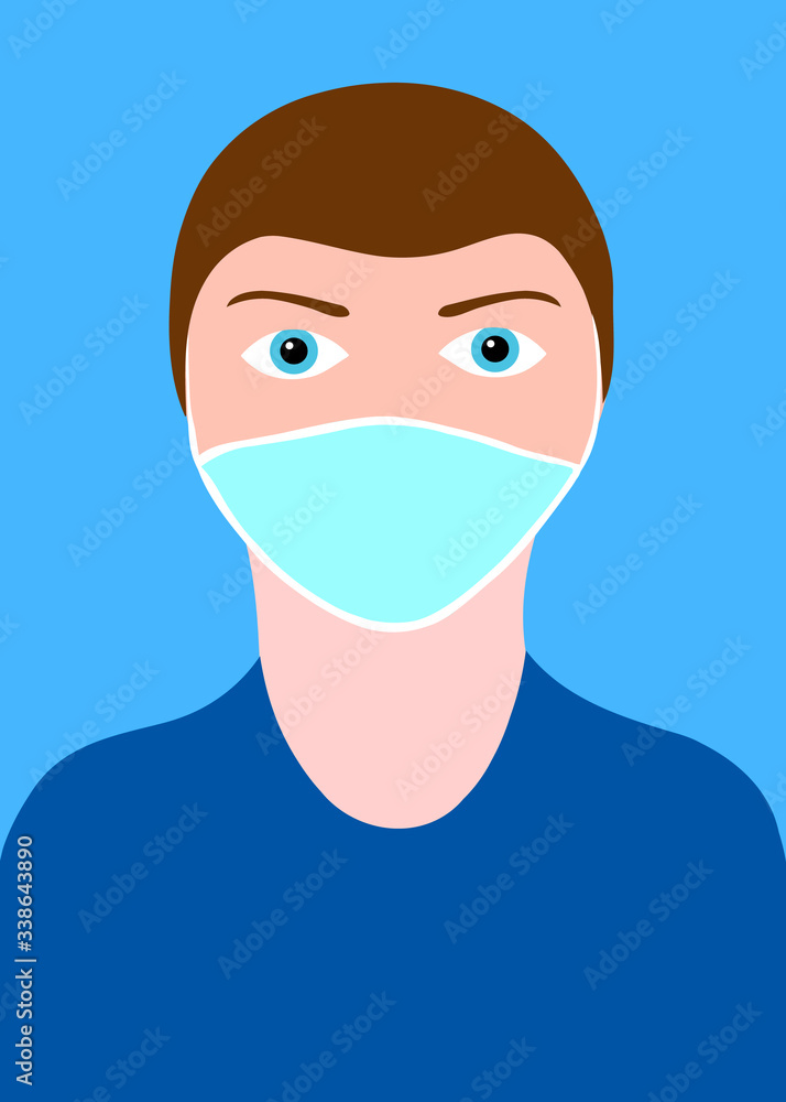 Vector abstract illustration of woman in protective medical mask Vector abstract illustration of woman in protective medical mask
