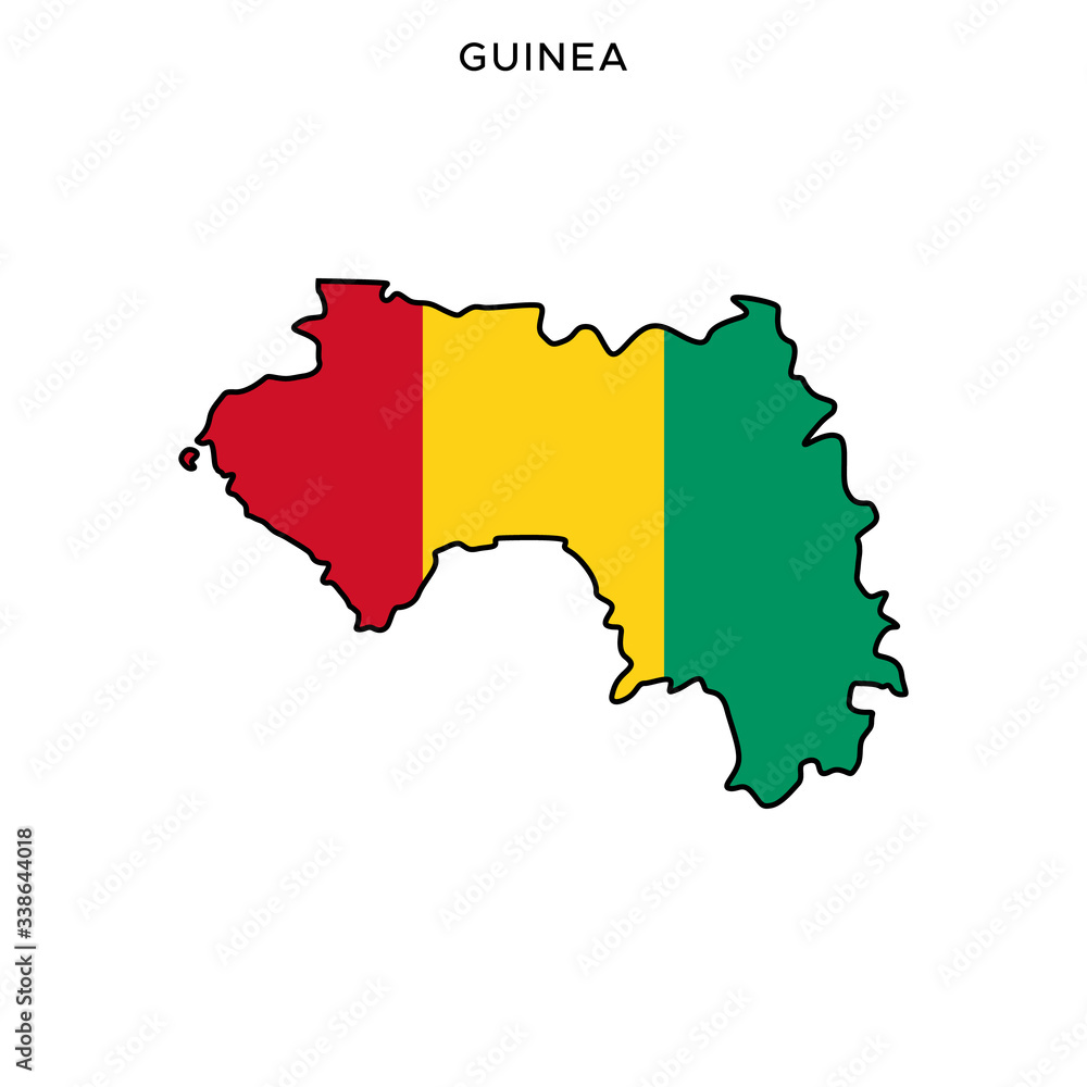 Fototapeta premium Map and Flag of Guinea Vector Design Template with Editable Stroke