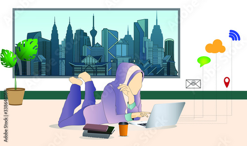 Self employed concept,convenient workplace for freelancer or workers remotely working from home