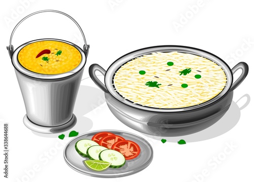 Dal Rice or Dal Chawal indian Food Vector