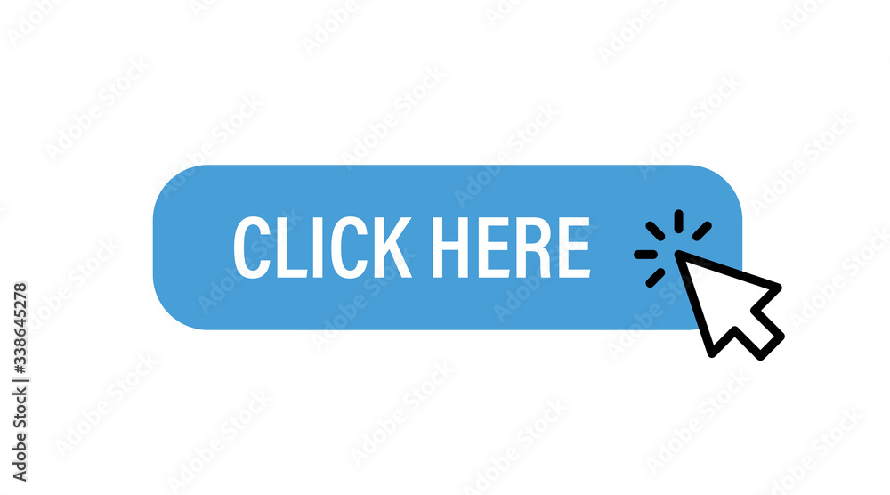 Click here button with arrow pointer clicking icon. Click here button with arrow pointer clicking icon.