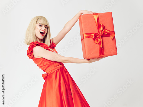 young woman with gift box