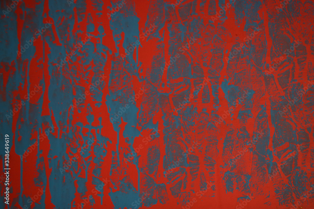 Red and blue textured wall background Red and blue textured wall background