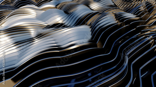 Abstract Curved Shapes. black Circular Background.