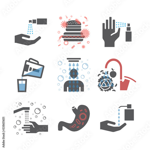 Hygiene icons set. Vector signs for web graphics.
