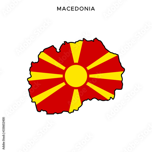 Map and Flag of Macedonia Vector Design Template with Editable Stroke